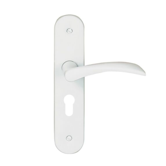 Poignées de porte + plaque Azur cylindre blanc 165mm - CHRISLIGNE