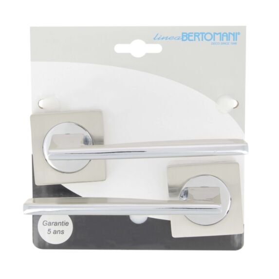 2 poignées de porte Wagram sur rosace zamak nickel mat gris - LINEA BERTOMANI
