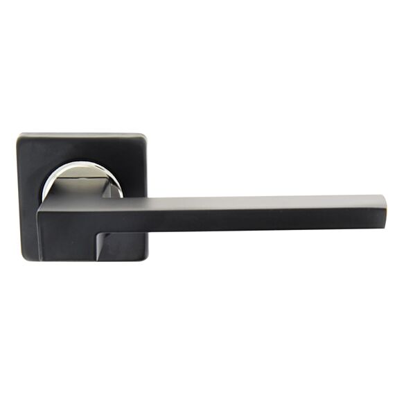 2 poignées de porte aluminium Mérimée sur rosace acier noir mat et chromé - LINEA BERTOMANI
