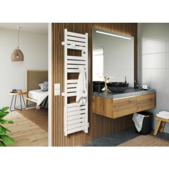 Radiateur sèche-serviettes 1500W Kelud Slim blanc - SAUTER