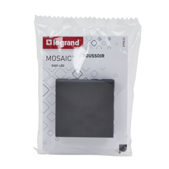 Poussoir 2 modules Mosaic 130x85x40mm noir - LEGRAND