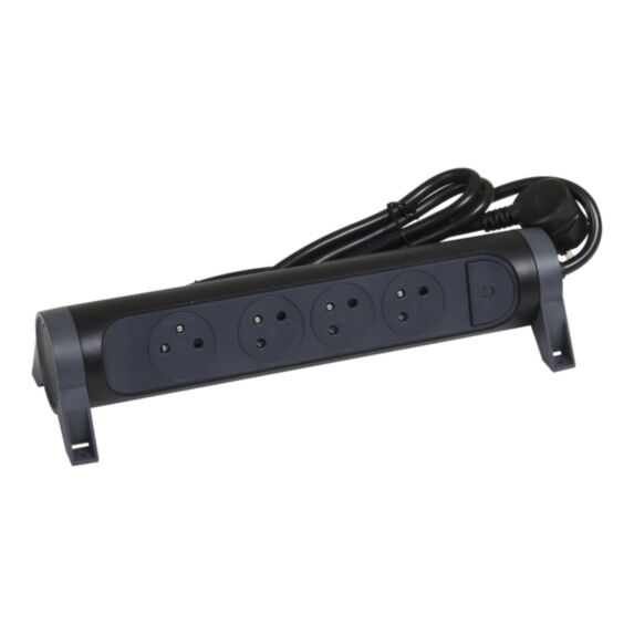 Multiprise 4 prises 2P+T Interrupteur Cordon 1,5m 3G 1mm² Noir