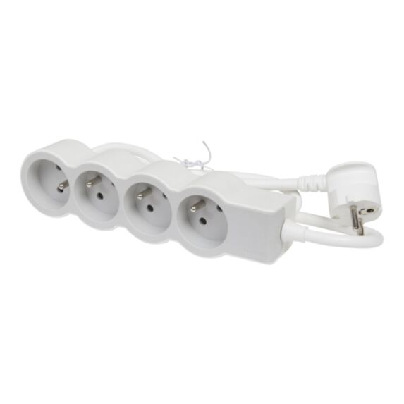 Multiprise 4 prises 2P+T 3G 1,5mm² 3m Blanc/Gris Clair