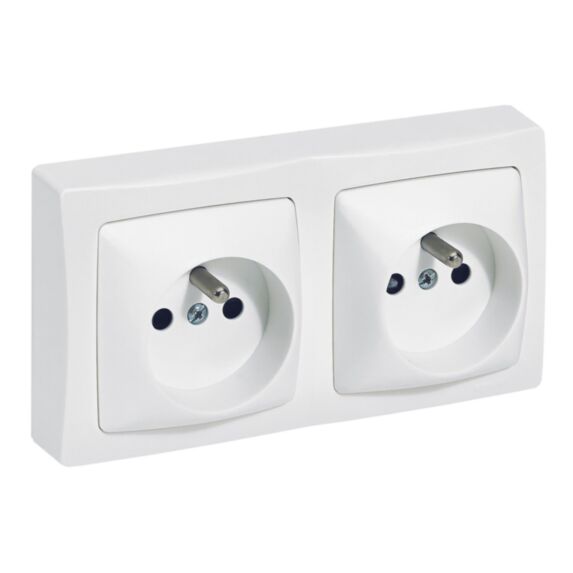 Double prise de courant avec terre complet blanc - LEGRAND