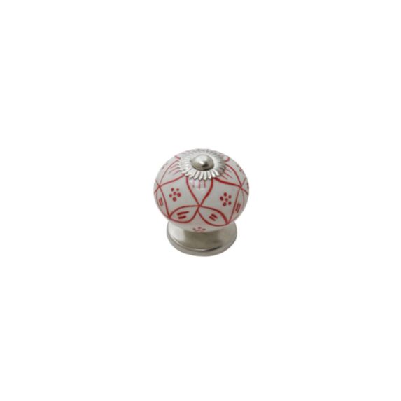 Bouton meuble Jasmin Céramique Rouge ø45mm h40mm - B BEAUTY