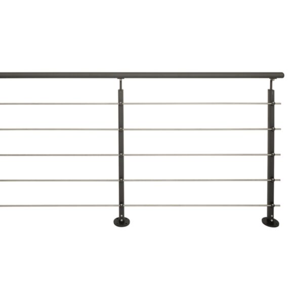 Garde corps pack inoline fixation à plat 2m aluminium noir - BURGER