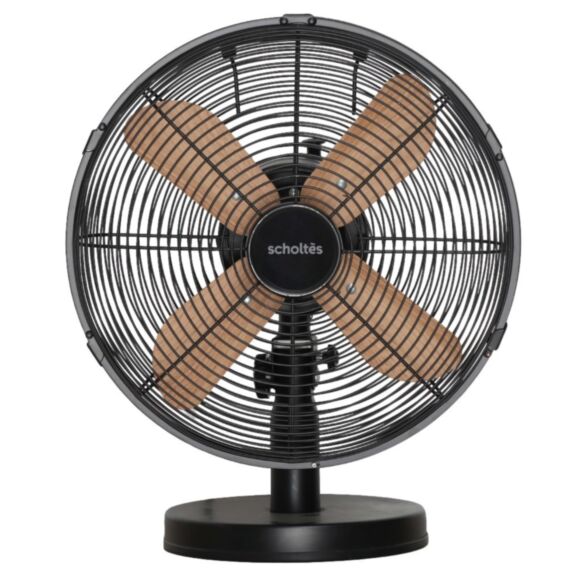 Ventilateur de table Ø30cm noir et bois - SCHOLTES