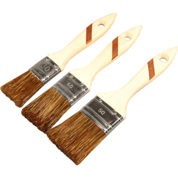 Lot de 3 pinceaux lasure manche bois - NESPOLI