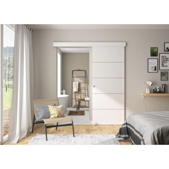 Porte coulissante en applique revêtue Blanc 83cm - OPTIRAIL