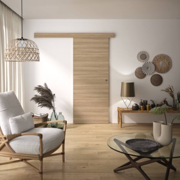 Kit porte en applique 83 cm chêne sauvage naturel - OPTIMUM
