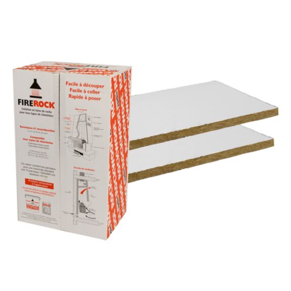 Panneau isolant laine de roche FIREROCK 1x0,6m ép.30mm - ROCKWOOL