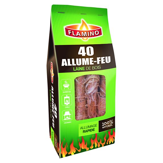 Allume-feux Laine de bois x40 sachet - FLAMINO