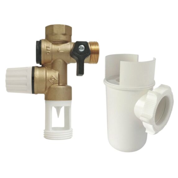 Kit groupe de sécurité laiton entonnoir siphon blanc - SOMATHERM