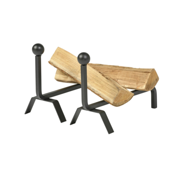 Lot de 2 Chenets Doppio en acier noir