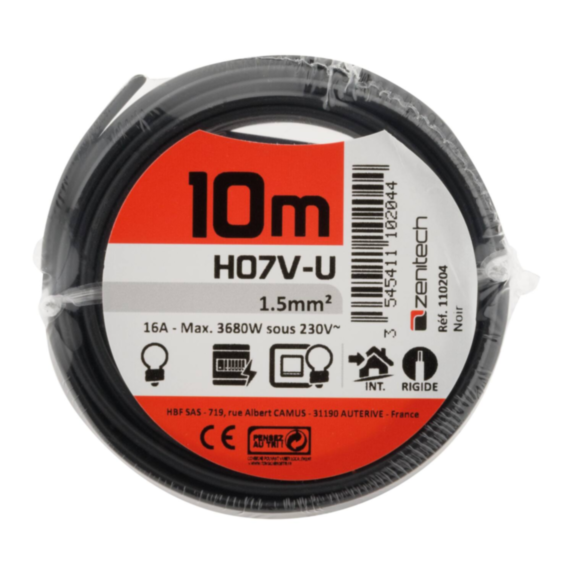 Cable ho7vu 1.5 noir 10m - PLASTO
