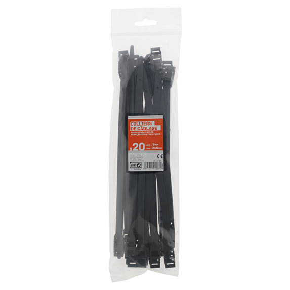 Colliers noir 9X260mm x20 - ZENITECH