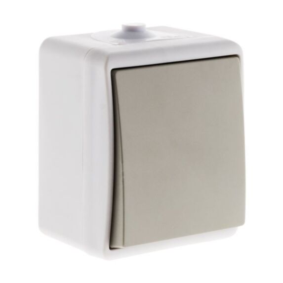 Poussoir mini ip54 gris clair
