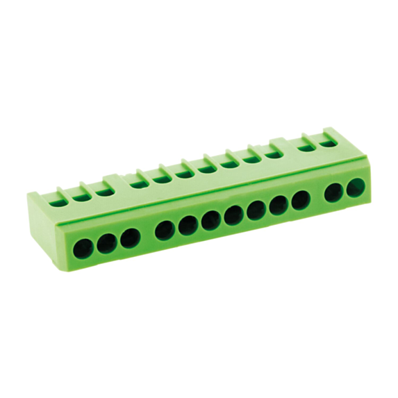 Bornier de terre 12 modules vert - INOTECH