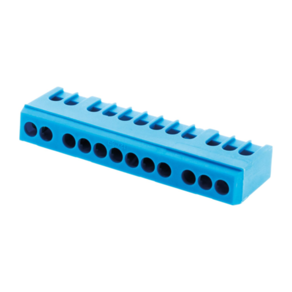 Bornier neutre 12 modules bleu