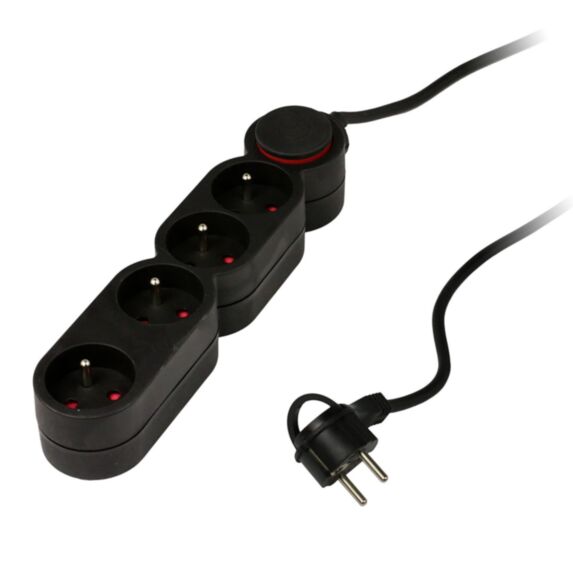 Bloc multiprise 4 prises fiche extraplate noir - ZENITECH