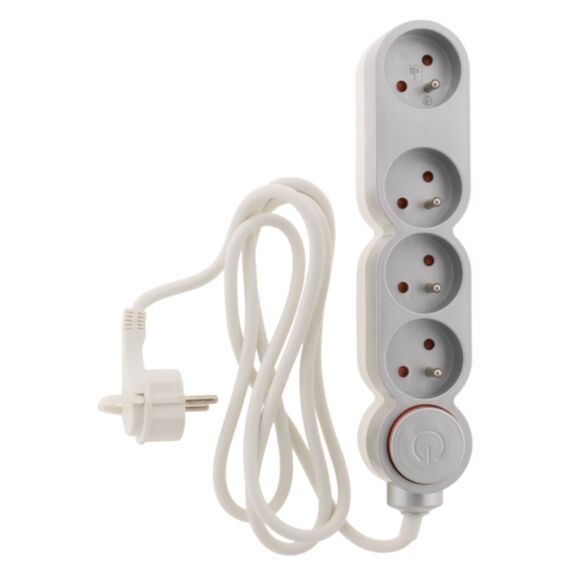 Bloc multiprise 4 prises avec fiche extraplate silver - ZENITECH