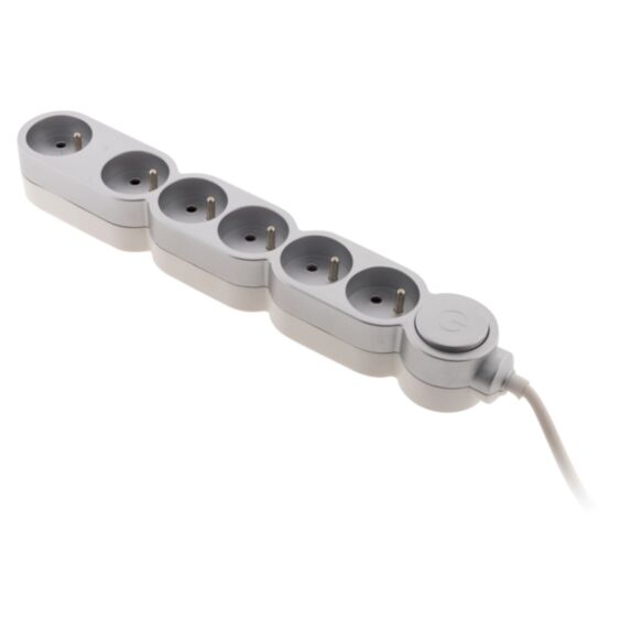 Bloc multiprise 6 prises avec fiche extraplate silver - ZENITECH