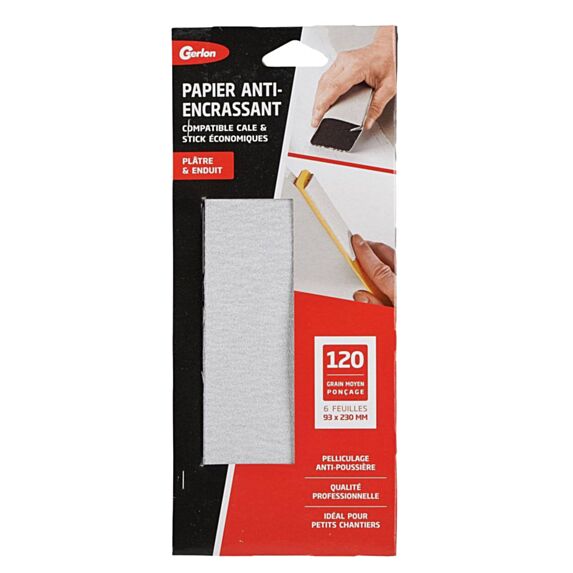 Set de 6 feuilles 93 x 230 mm AE gris grain 120 - GERLON