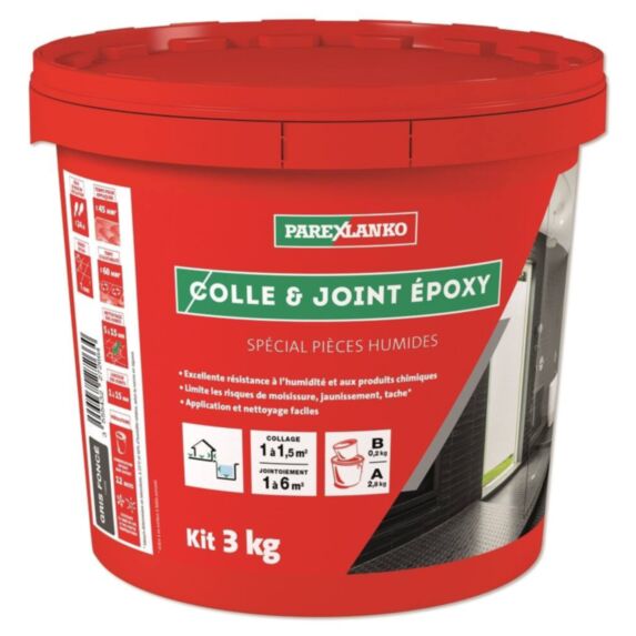 Colle & joint époxy gris foncé 3kg - PAREXLANKO
