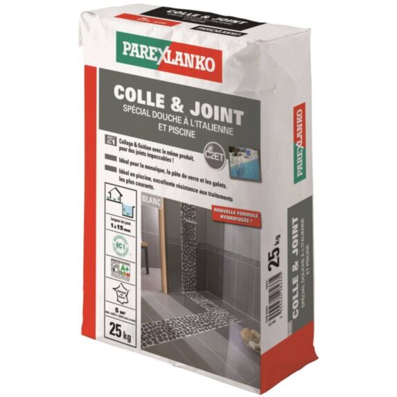 Colle et joint spécial douche à l’italienne et piscine blanc 25kg - PAREXLANKO