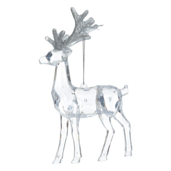 Décoration de Noël Sujet plastique renne transparent 14cm - ATMOSPHERA