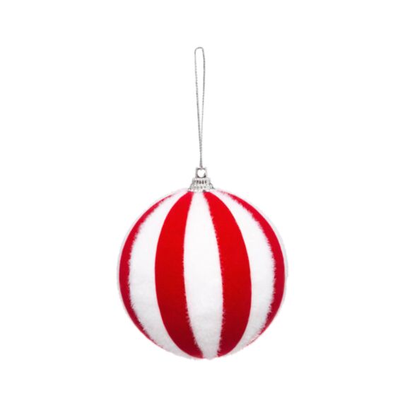 Boule pl rouge /blanc d8cm