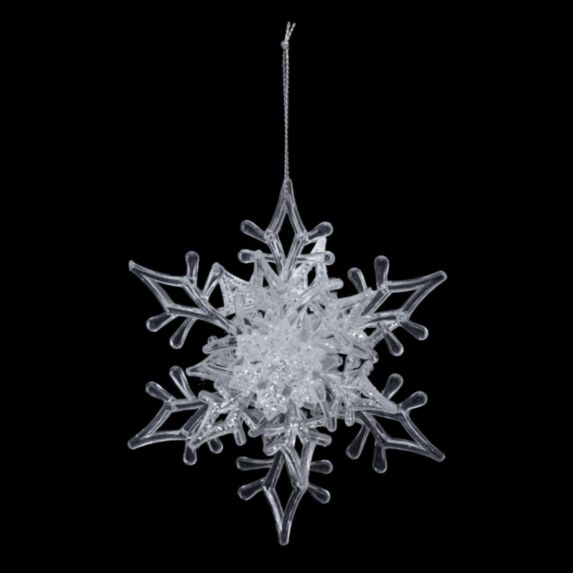 Décoration de Noël Sujet plastique floconné pailleté 11cm x3 assortis - ATMOSPHERA