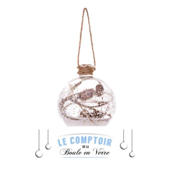 Boule de Noël Fiole Nature Verre Ø8cm