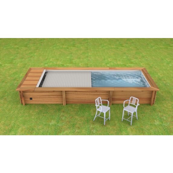 Piscine bois Urbaine 6x2,5x1,33m + couverture de sécurité auto - BTW MYPOOL