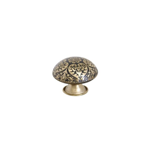 Bouton meuble Arabesque Métal Noir Or ø37mm h29mm - B BEAUTY