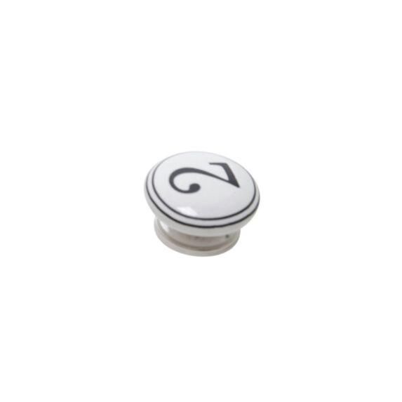 Bouton meuble Chiffre 2 Céramique Noir ø39mm h22mm - B BEAUTY