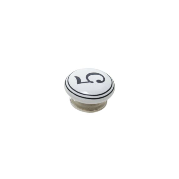 Bouton meuble Chiffre 5 Céramique Noir ø39mm h22mm - B BEAUTY