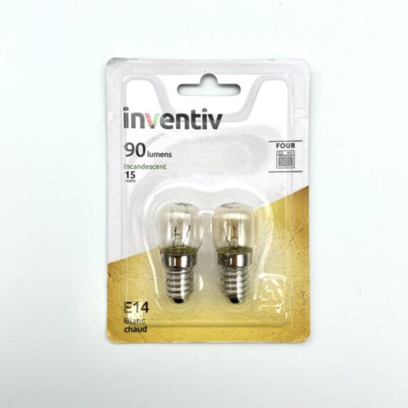 Ampoule incandescente four E14 15W blanc chaud x2 - INVENTIV