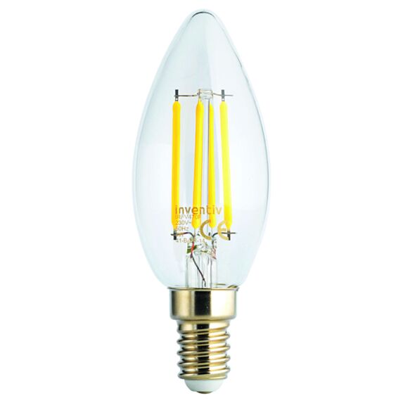 Ampoule Flamme E14 Transparente 470 Lumens 2700K - INVENTIV