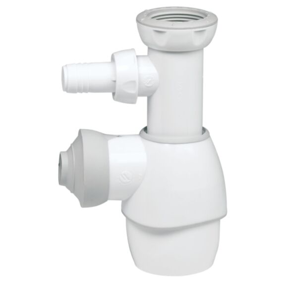 Siphon universel Tout-en-Un blanc avec prise machine à laver - INVENTIV