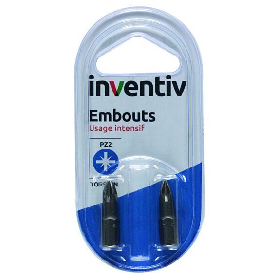 2 Embouts de vissage torsion PZ2 25 mm - INVENTIV
