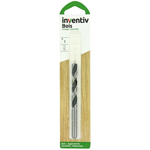 Mèche bois 3 pointes Ø8 L240 x 50 mm - INVENTIV