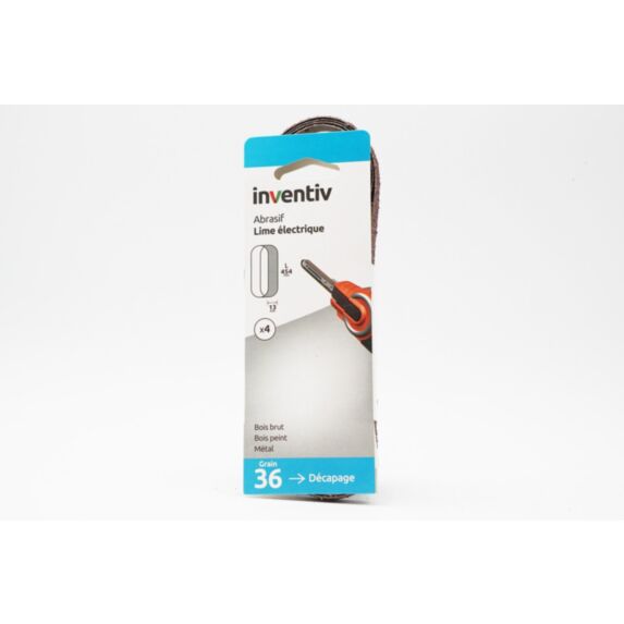4 bandes abrasif ponceuse à bande 13x454mm Grain 36 - INVENTIV