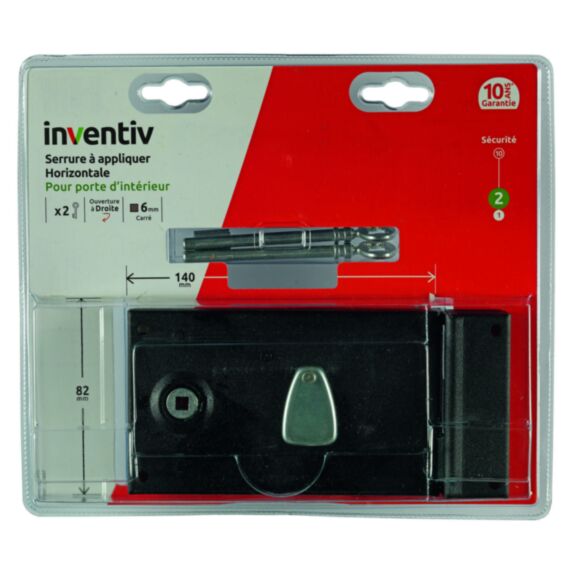 Serrure à applique horizontale porte d'intérieur 140x82mm - INVENTIV