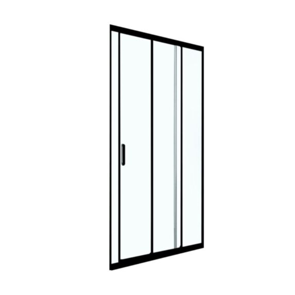 Porte douche coulissante 3 volets verre transparent 90cm noir mat - INVENTIV