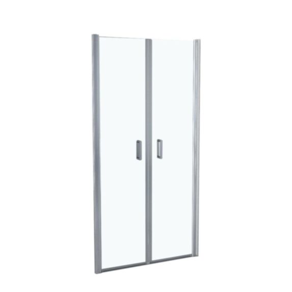 Porte douche 2 battants verre transparent 90cm chromé - INVENTIV