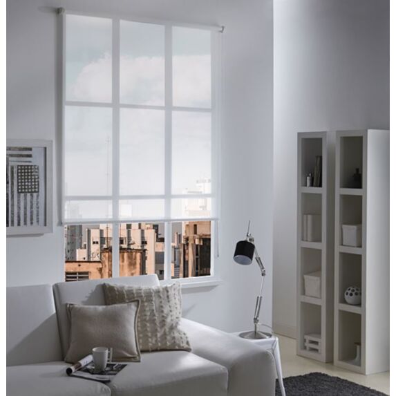 Store enrouleur voile sans perçage blanc 55x250cm - INVENTIV
