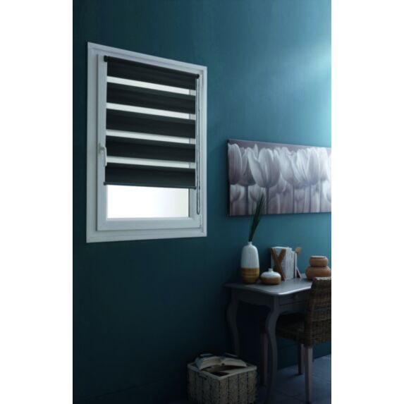 Store enrouleur Jour/Nuit sans perçage gris foncé 40x160cm - INVENTIV