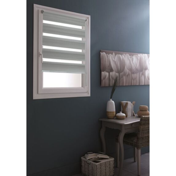 Store enrouleur Jour/Nuit sans perçage gris clair 45x160cm - INVENTIV