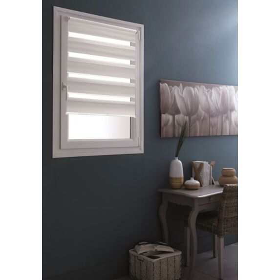 Store enrouleur Jour/Nuit sans perçage blanc 55x160cm - INVENTIV